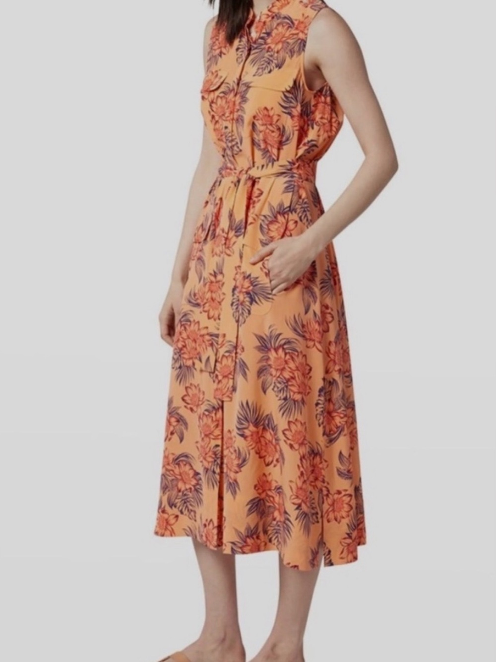 Equipment Women’s Illumina Belted Floral Silk Button-Up Shirt Midi Dress XS